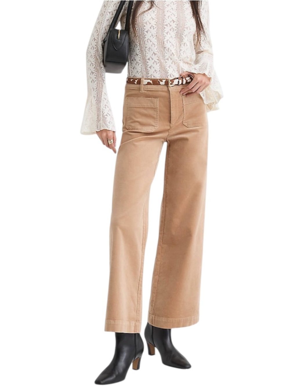 NWT Loft Palmer Wide Leg Crop Pants in Twill size 6P in Tan